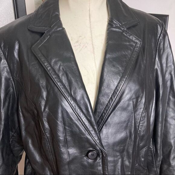 Leather blazer‎ jacket black women’s medium - Picture 3 of 6